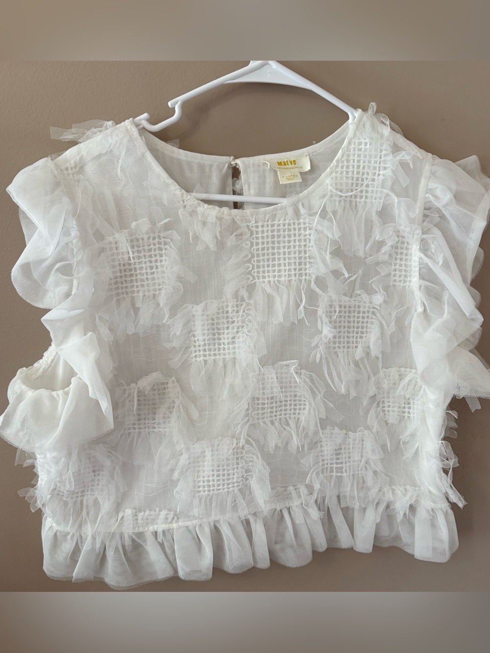 Anthropologie Maeve ruffle mesh top size XL - Picture 5 of 8